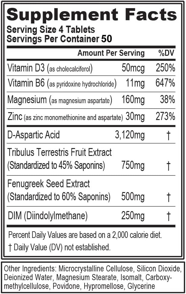 EVL testosterone booster with DIM, D-aspartic acid, and fenugreek for men's health