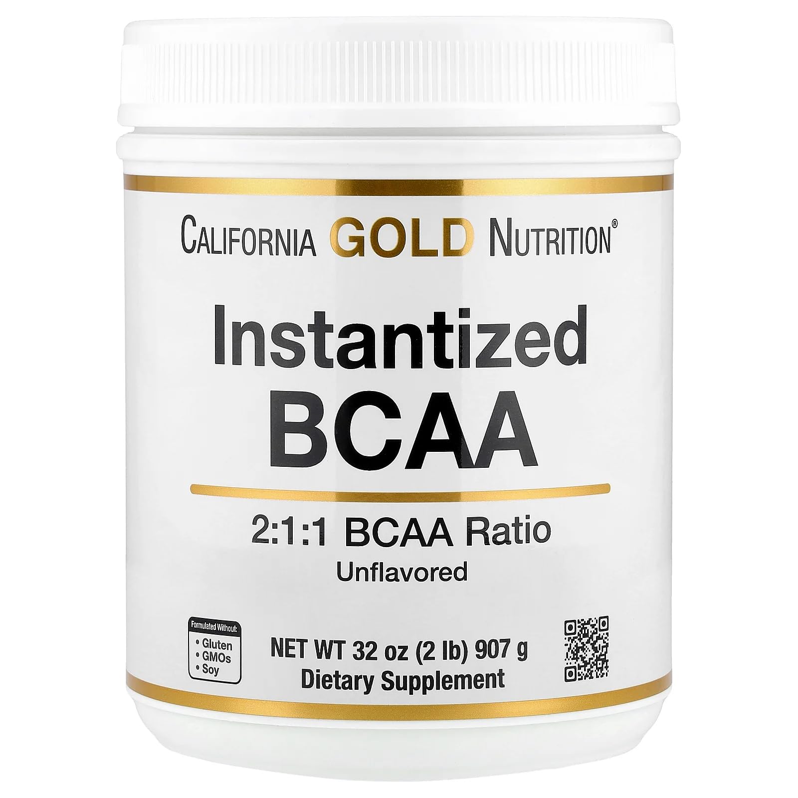 California Gold Nutrition Instantized BCAA Powder, Unflavored, 2 lb (907 g)