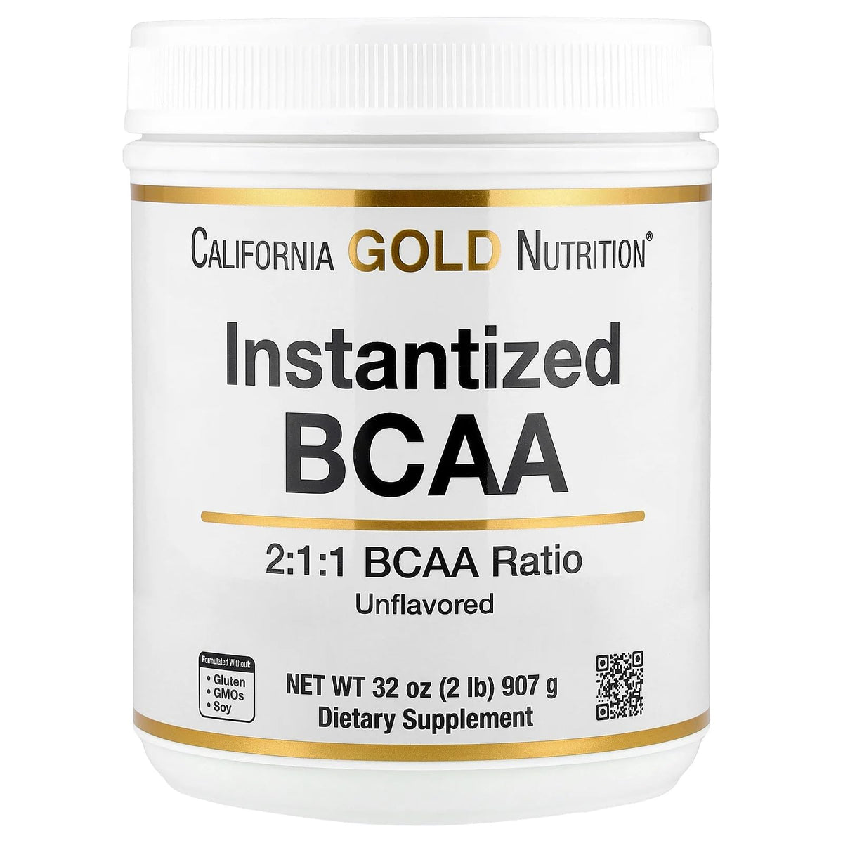 California Gold Nutrition Instantized BCAA Powder, Unflavored, 2 lb (907 g)