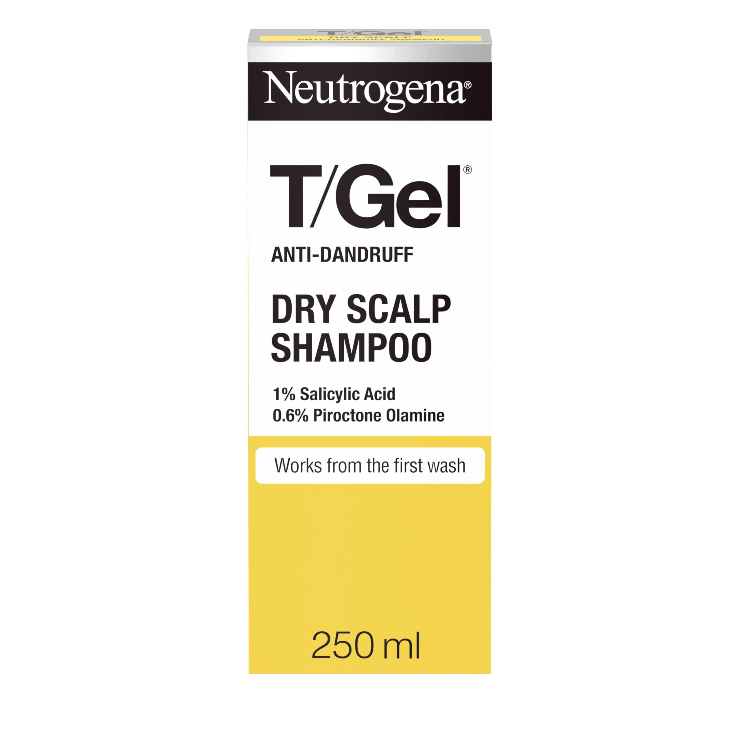 Neutrogena T/Gel Anti-Dandruff Shampoo for Dry Hair - 250ml - Salicylic Acid Formula for Hair Repair