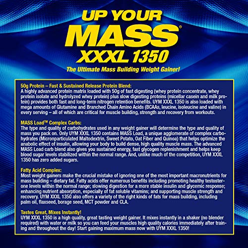MHP Up Your Mass XXXL 1350 Mass Gainer - Milk Chocolate Flavor, 6lb Tub for Rapid Muscle Gain