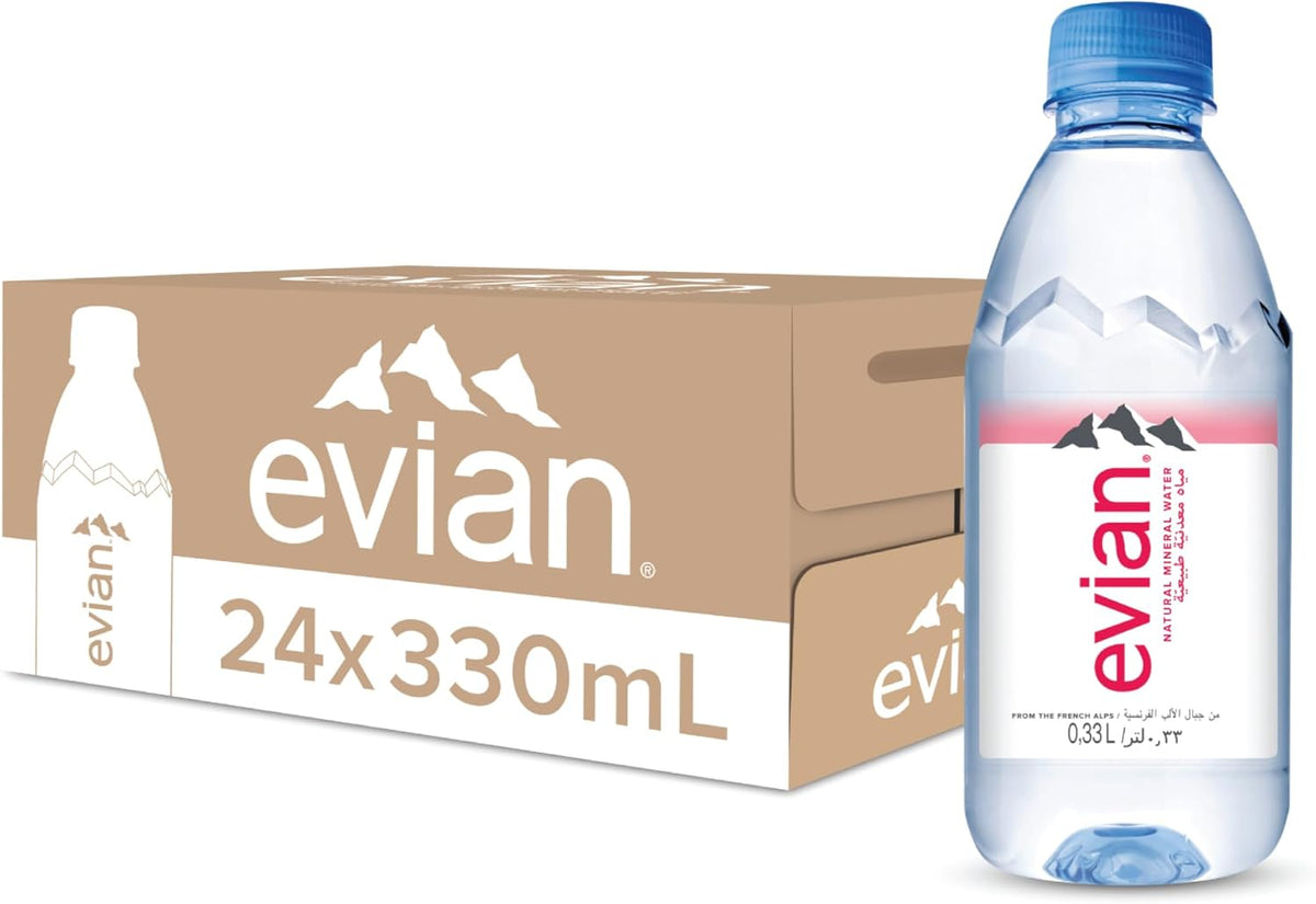 Evian Mineral Water 500ml Pack of 24 - Naturally Filtered Drinking Water