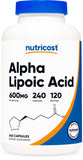 Alpha Lipoic Acid 600mg Capsules - 240 Count, Gluten-Free, Vegan, Soy-Free & Non-GMO Dietary Supplement