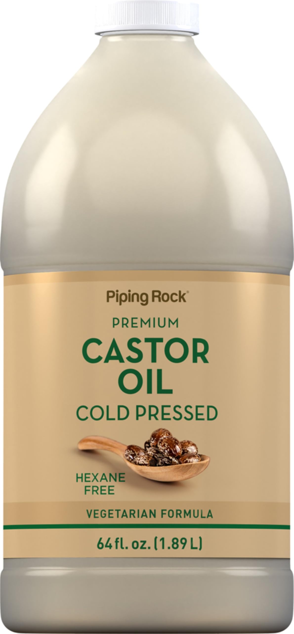 Piping Rock Premium Castor Oil - 64 Fl Oz Cold-Pressed Hexane-Free for Hair & Skin