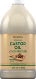 Piping Rock Premium Castor Oil - 64 Fl Oz Cold-Pressed Hexane-Free for Hair & Skin