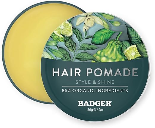 Badger Men's Organic Hair Pomade, Medium Hold & Natural Shine, 2oz