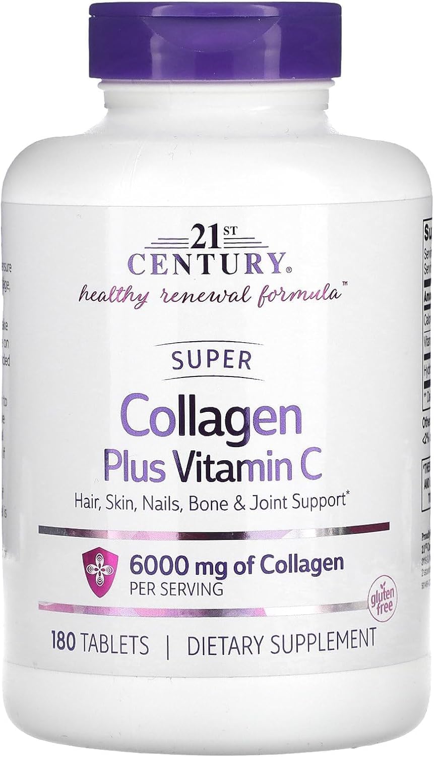 21st Century Super Collagen Plus Vitamin C 6000mg - 180 Tablets - For Skin, Hair & Nails