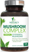 3X Strength Mushroom Complex - Lions Mane, Turkey Tail, Reishi, Cordyceps, Chaga & Maitake - 120 Capsules