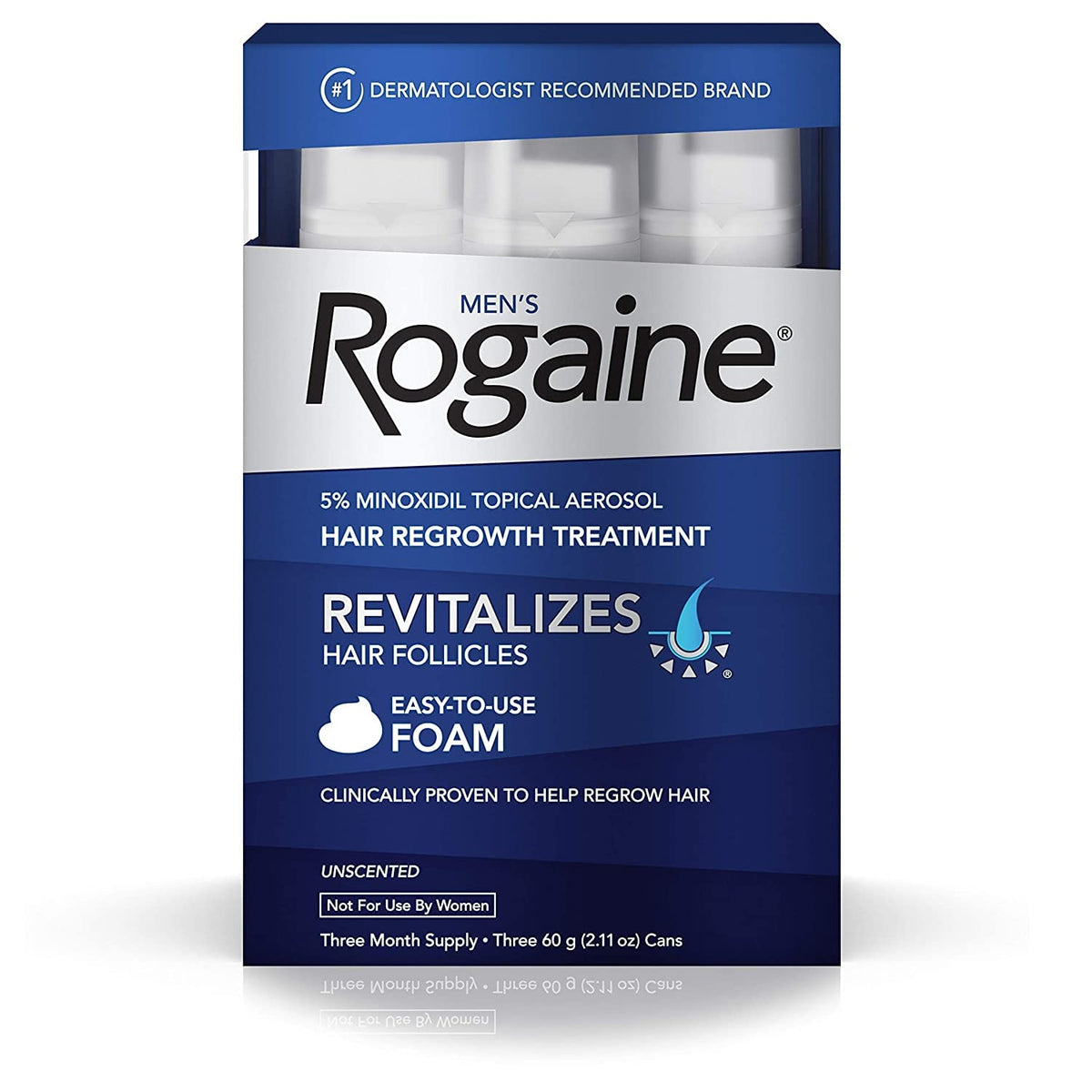 Men's Rogaine 5% Minoxidil Foam - 3-Month Hair Regrowth Treatment for Thinning Hair & Baldness