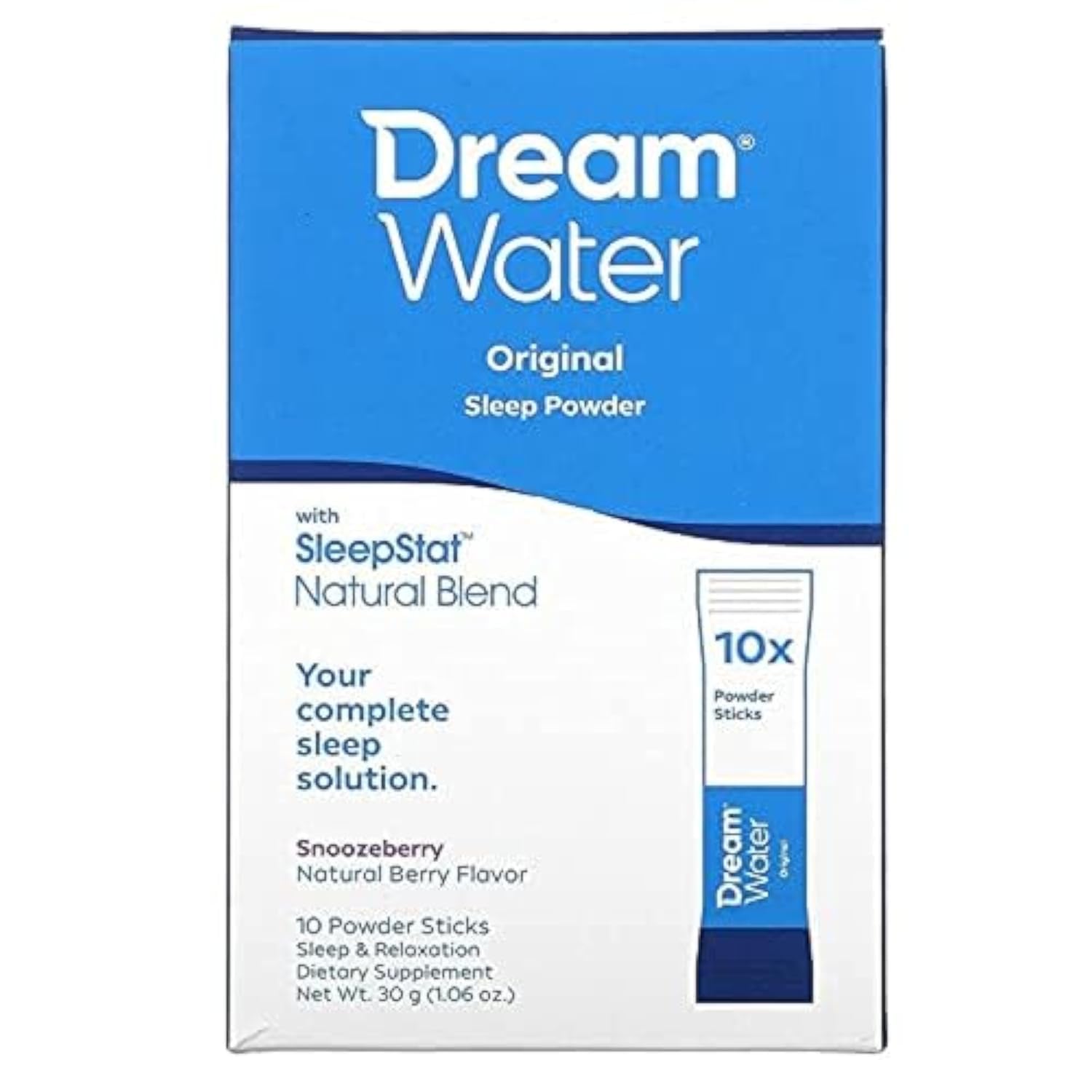 Dream Water Snoozeberry 10 Sticks - Portable Melatonin Sleep Aid 3g