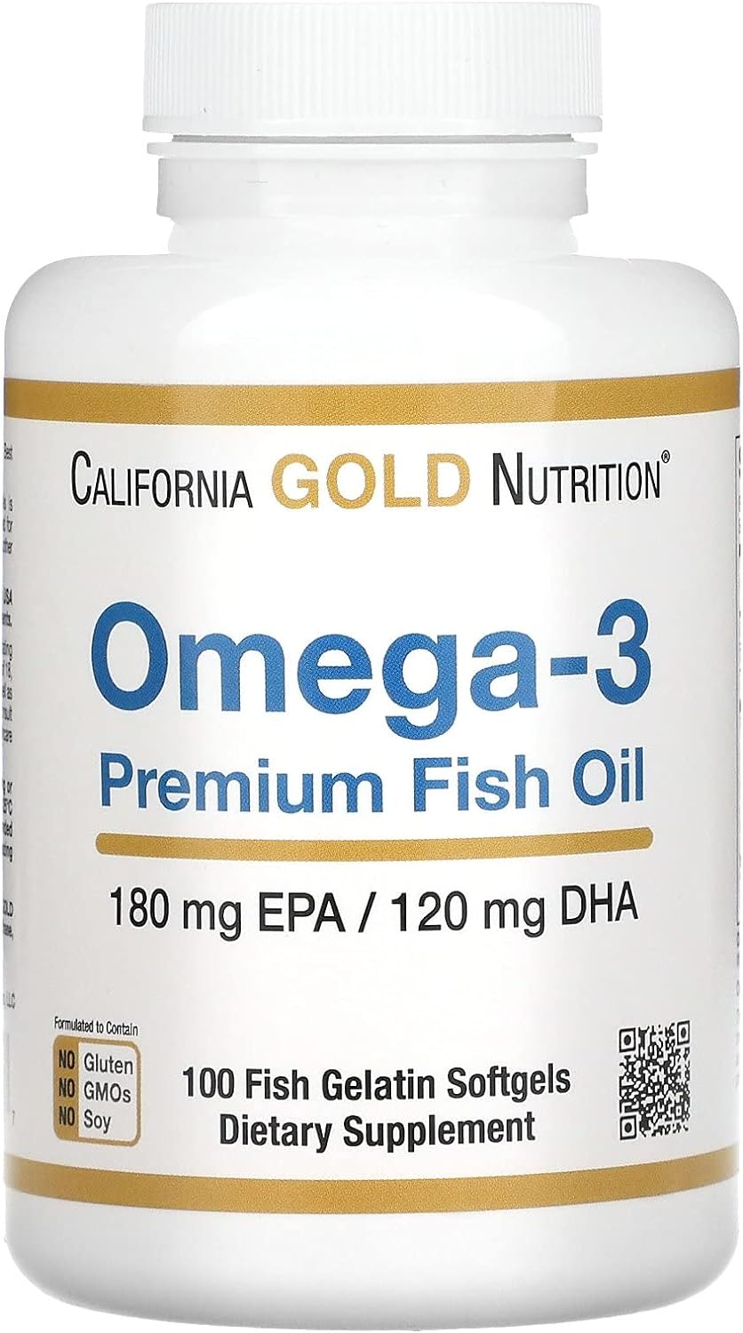 California Gold Nutrition, زيت السمك الممتاز أوميجا 3، 100% جيلاتين سمكي