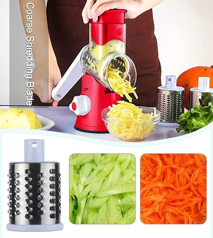 Multi-Function 3-in-1 Rotary Grater & Vegetable Cutter - Stainless Steel Blades