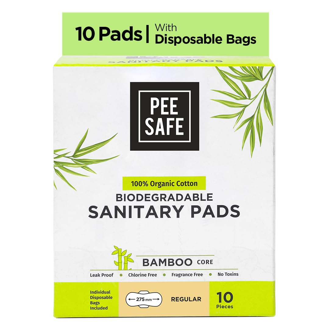 Pee Safe Biodegradable Regular Sanitary Pads - Eco-Friendly 10 Pack