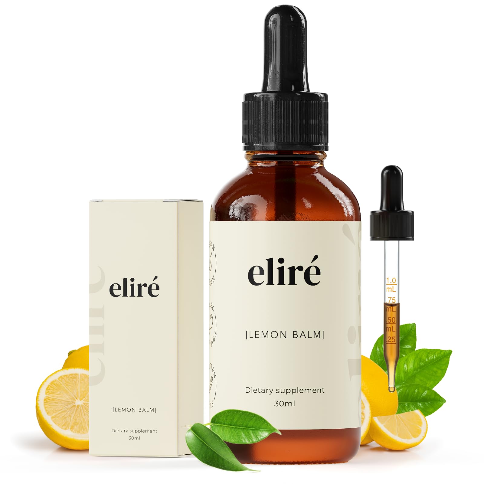 Elire Organic Lemon Balm Extract - Mood & Digestive Support - Alcohol-Free - Vegan, Non-GMO, Gluten-Free - 30ml