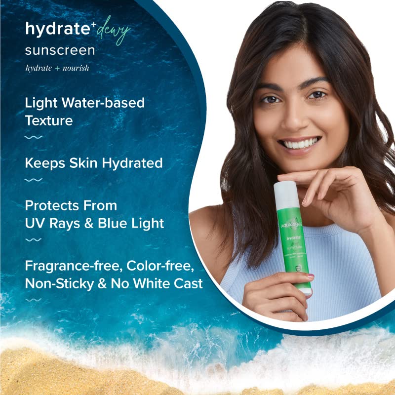 Aqualogica Hydrate+ Lightweight Sunscreen SPF 50 PA++++ - Coconut Water & Hyaluronic Acid - UVA/UVB + Blue Light Protection, 50g