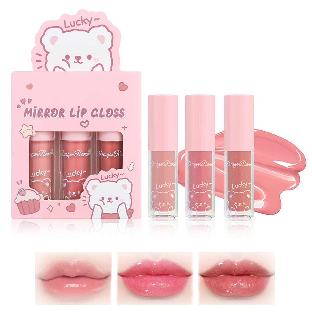 3 Pcs Mini Lip Gloss Set - Tinted Plumping Glow Oil for Teenage Girls & Women | Cute Hydrating Mirror Gloss | Non-Sticky Long-Lasting Moisturizing
