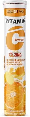 Laperva Vitamin C Complex 1000mg + Zinc Effervescent Tablets - Immune Boost (Orange, 20 Tabs)