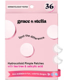 Grace & Stella Award-Winning Pore Strip - Hydrocolloid Acne Patches for Face, Invisible, 36 Count