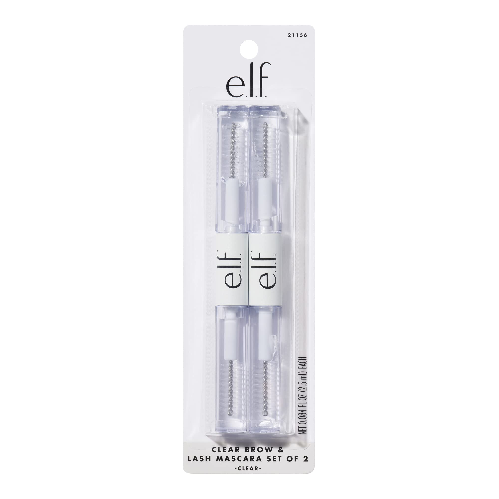 e.l.f. Clear Lash & Brow Gel 2-Pack - Vegan Brow & Lash Grooming Gel