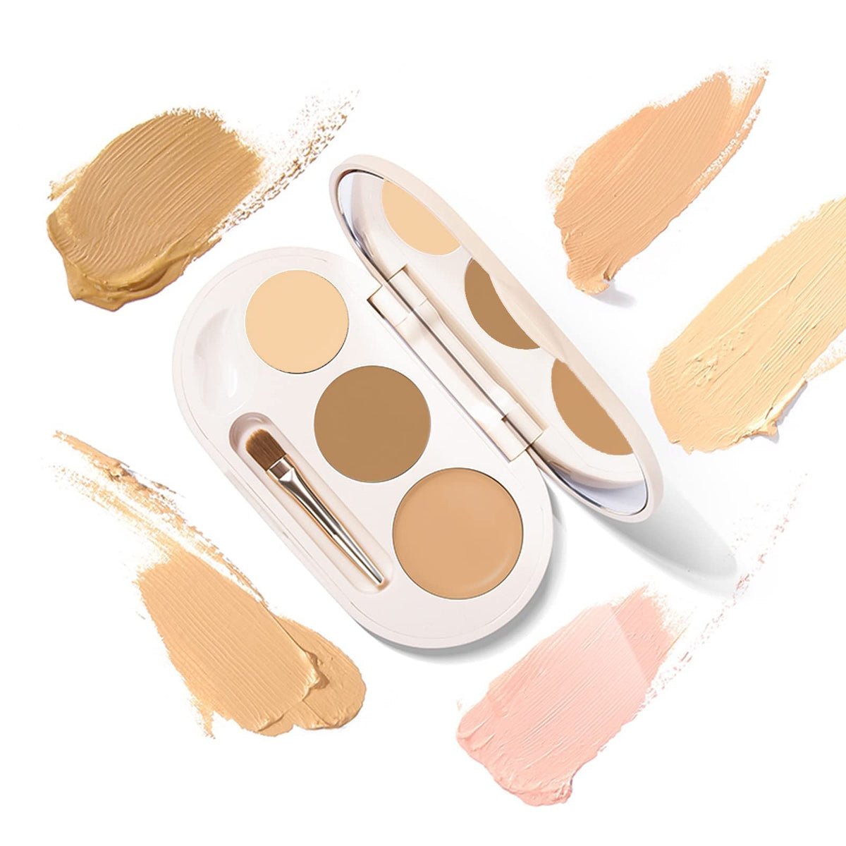 Full Coverage Concealer & Contour Palette - 3 Colors Cream Contour, Highlighter & Bronzer Makeup Kit