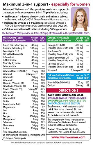 Vitabiotics WellWoman Max Women's Multivitamin - Omega 3, 6, 9 & Calcium D - 84 Count