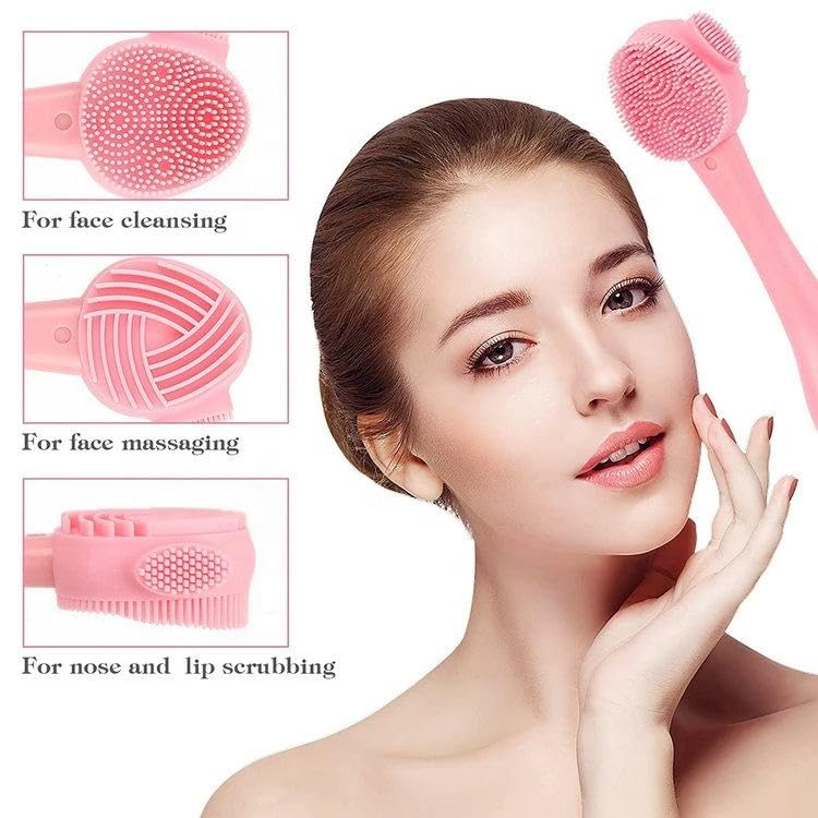 2PCS Silicone Facial Cleanser Tool - Double-Sided Massage & Soft Bristle Cleaning