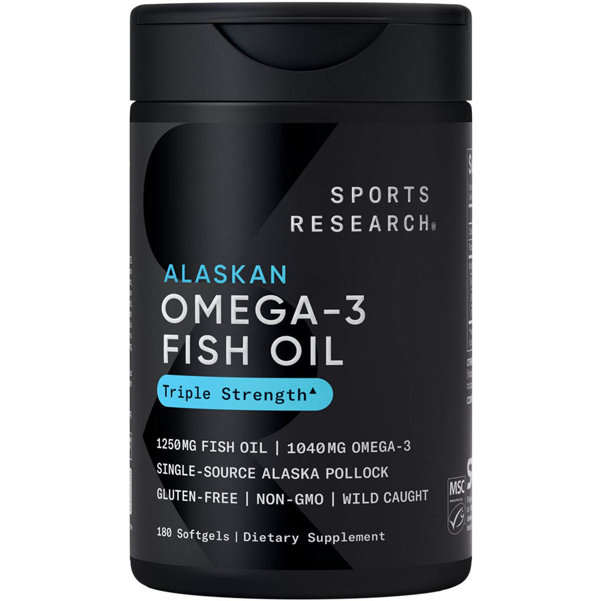 Sports Research Triple Strength Omega-3 Fish Oil 1250 mg - 180 Softgels