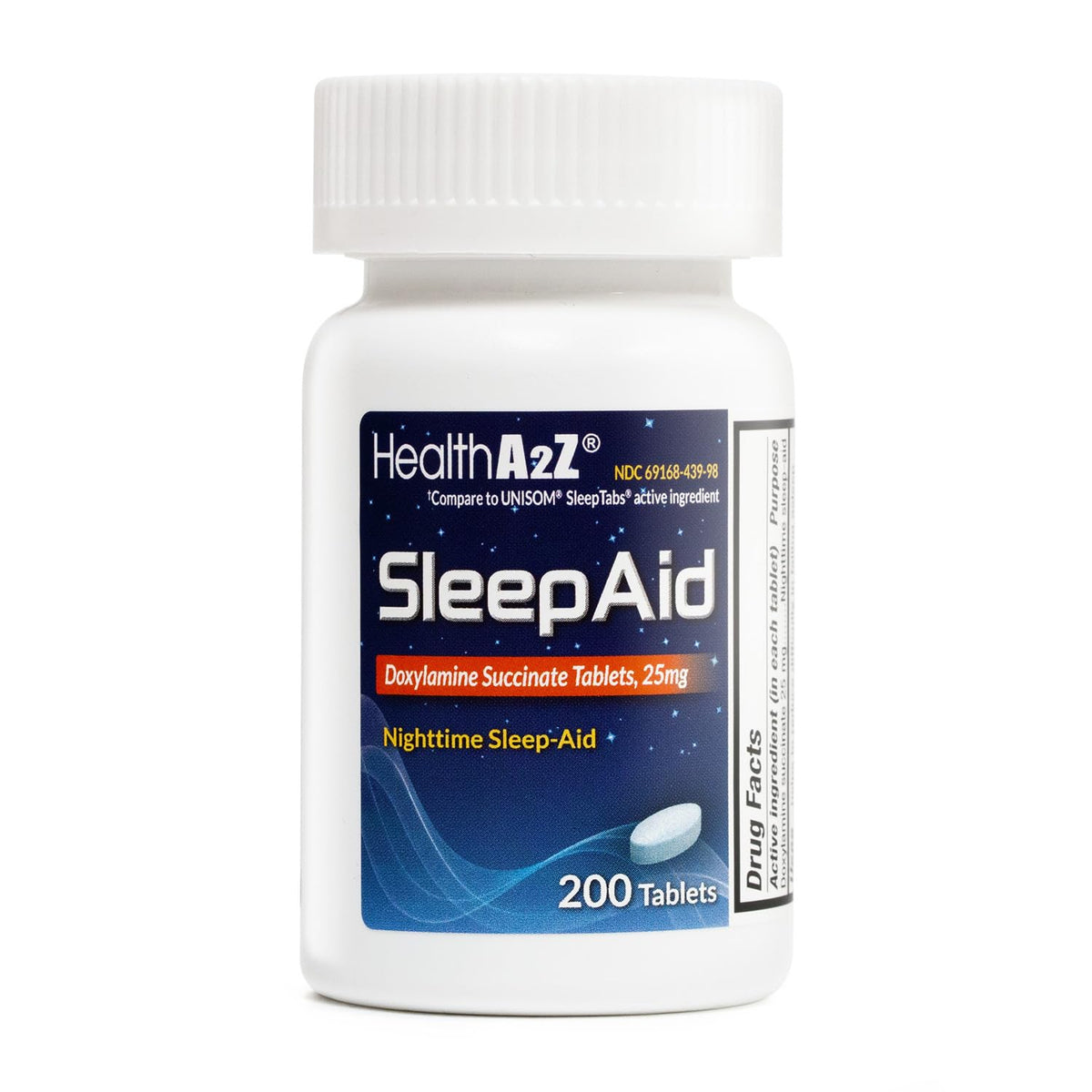 HealthA2Z® Sleep Aid - Doxylamine Succinate 25mg for Fast-Acting Sleep Support (Pack of 1, 200 Count)
