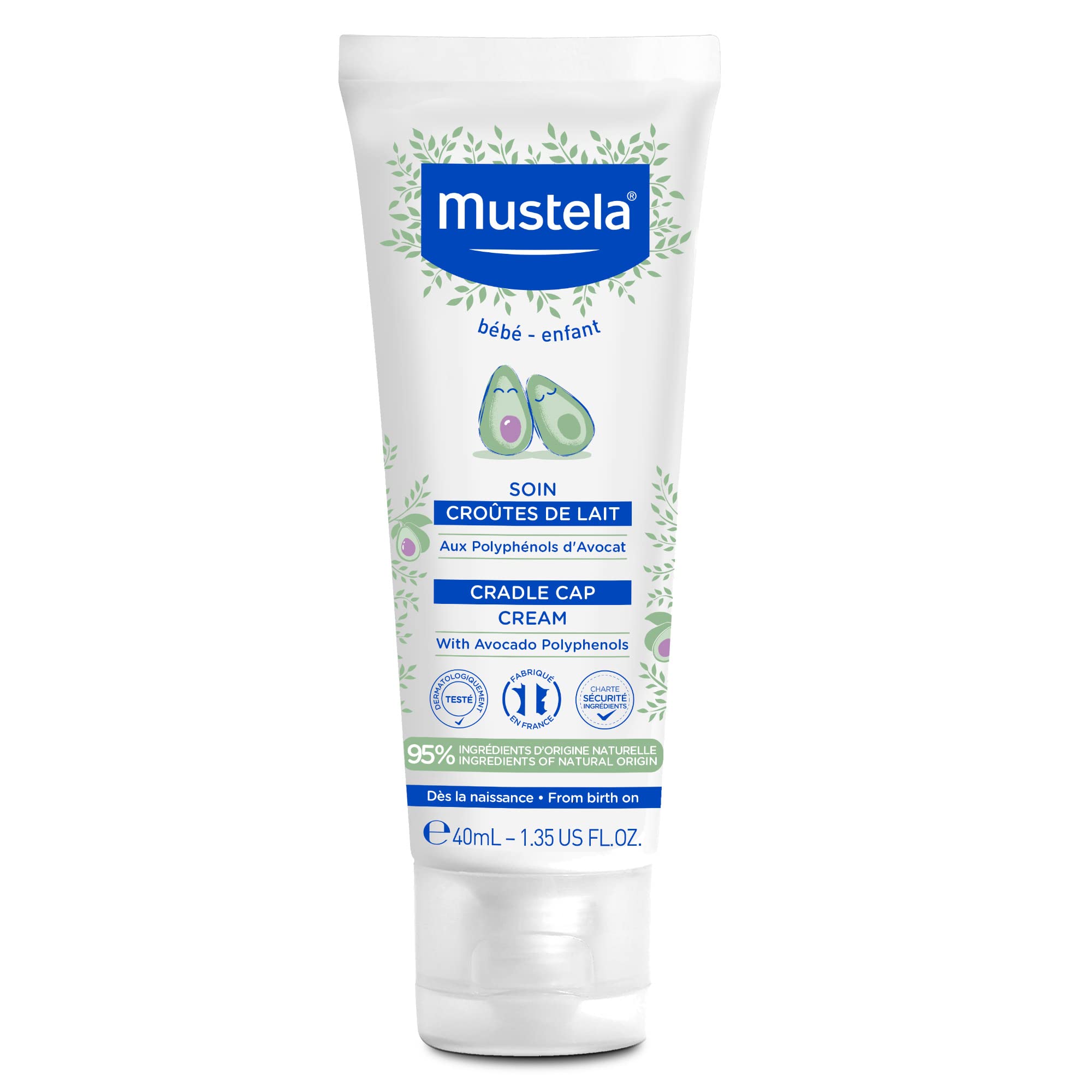 Mustela Baby Cradle Cap Cream - Newborn Safe Natural Avocado Paraben Free Fragrance