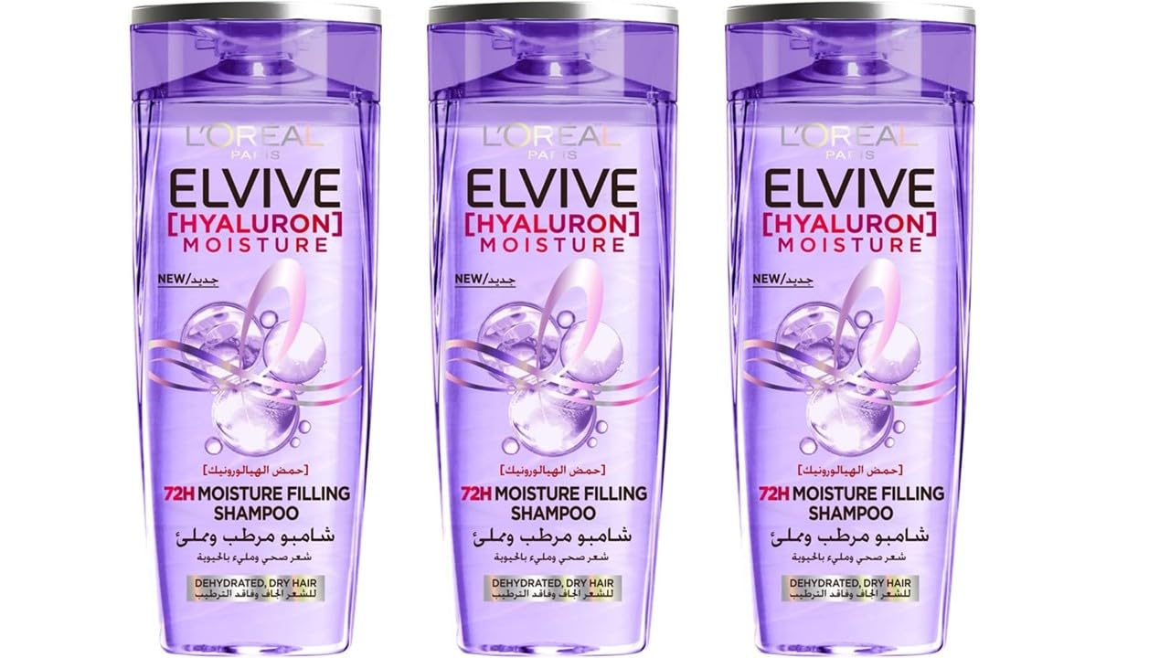 L'Oréal Paris Elvive Hyaluron Moisture 72H Shampoo Pack of 3, 600 ml Each