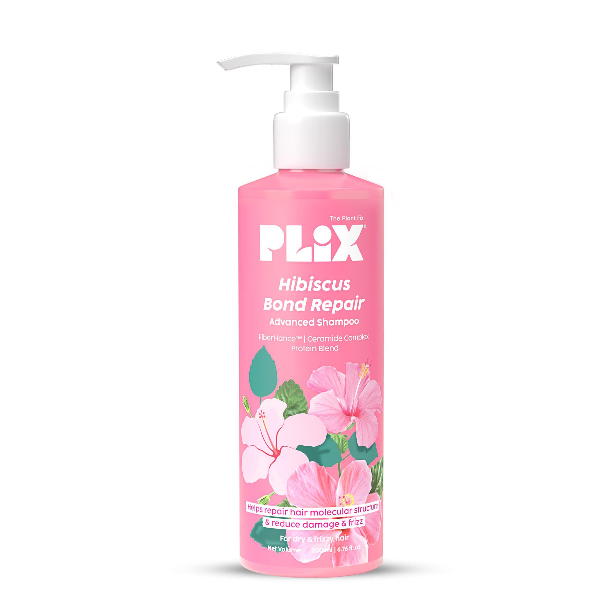 Plix The Plant Fix Hibiscus Bond Repair Advanced Shampoo (200ml) - For Damaged & Frizzy Hair