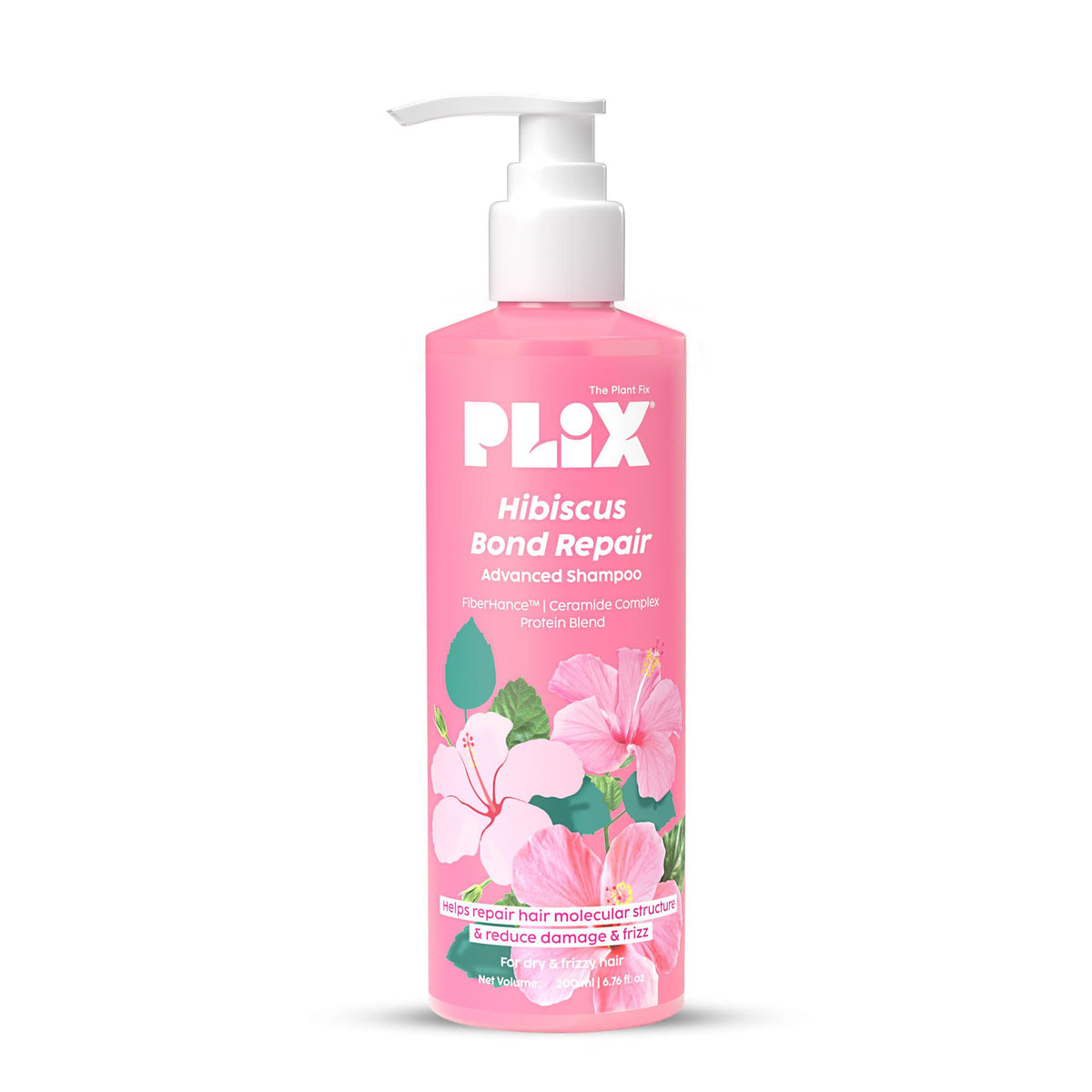 Plix The Plant Fix Hibiscus Bond Repair Advanced Shampoo (200ml) - For Damaged & Frizzy Hair