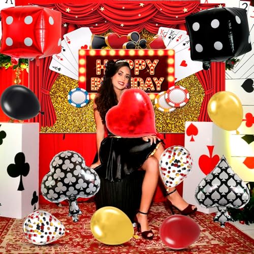 Casino Party Decorations – 85 Pcs Gaming Card & Balloon Set for Las Vegas Theme