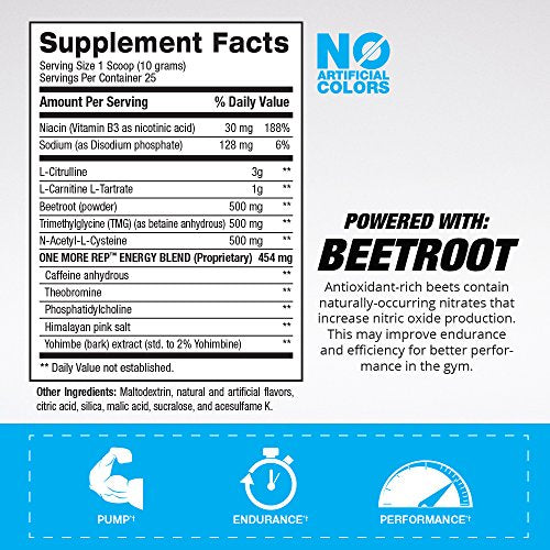 BPI Sports One More Rep Pre-Workout - Fruit Punch, 8.8 oz