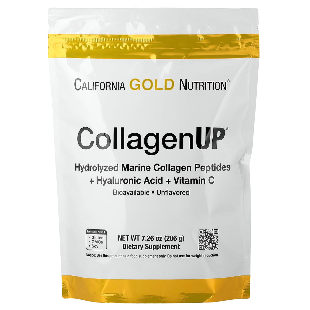 California Gold Nutrition CollagenUP Marine Collagen with Hyaluronic Acid & Vitamin C - 7.26 oz (206g)