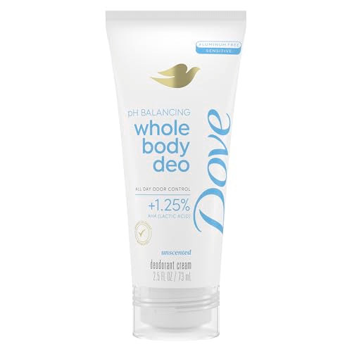 Dove Whole Body Deo Aluminum Free Invisible Cream Deodorant - Unscented - 72h Odor Control - 2.5 oz