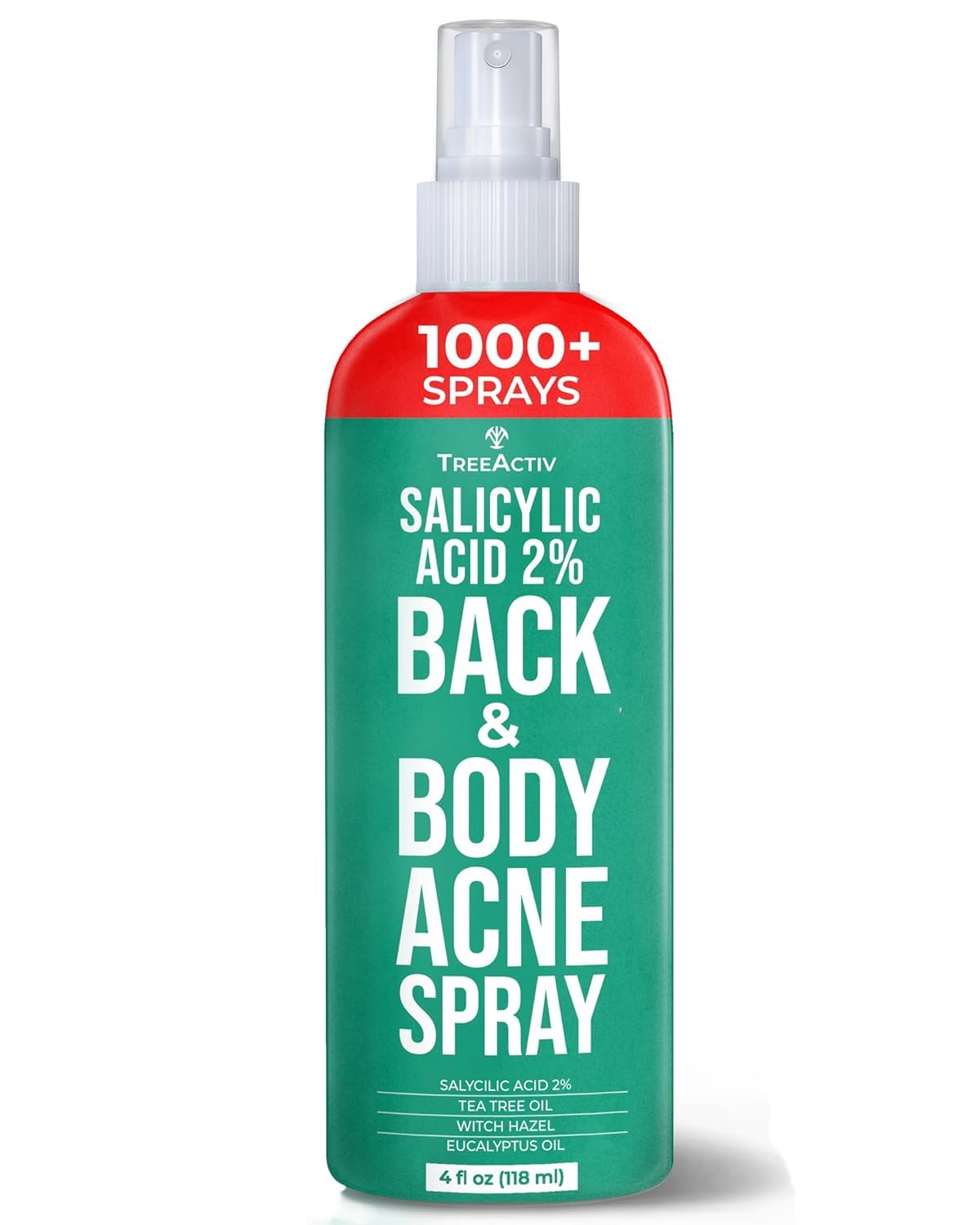Body Acne Spray 2% Salicylic Acid with Aloe, Tea Tree, 4 oz, Back Acne Solution