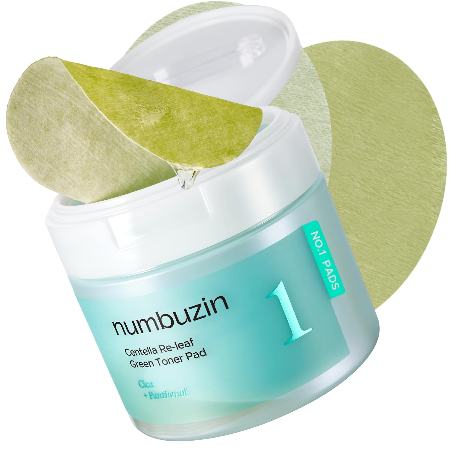 numbuzin No.1 Centella Re-leaf Green Toner Pad – Soothing Vegan Dual-Sided Toner Pads