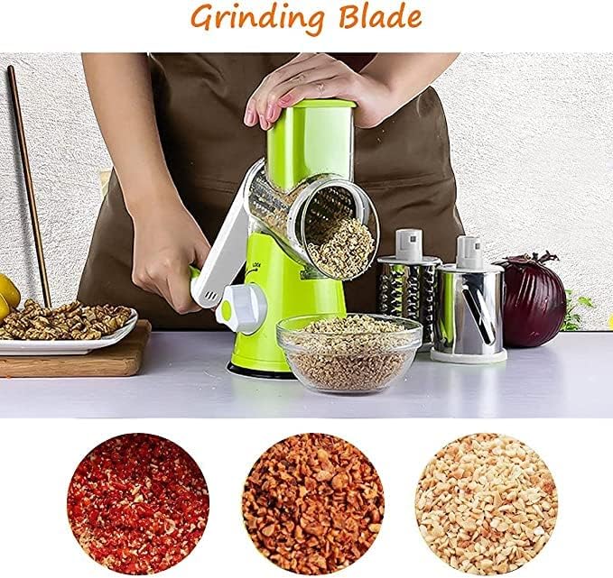 Multi-Function 3-in-1 Rotary Grater & Vegetable Cutter - Stainless Steel Blades