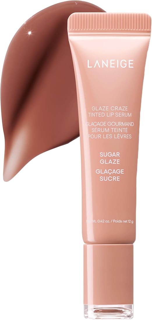 LANEIGE Glaze Craze Tinted Lip Serum (Sugar Glaze, 12g) - Plumping Lip Balm