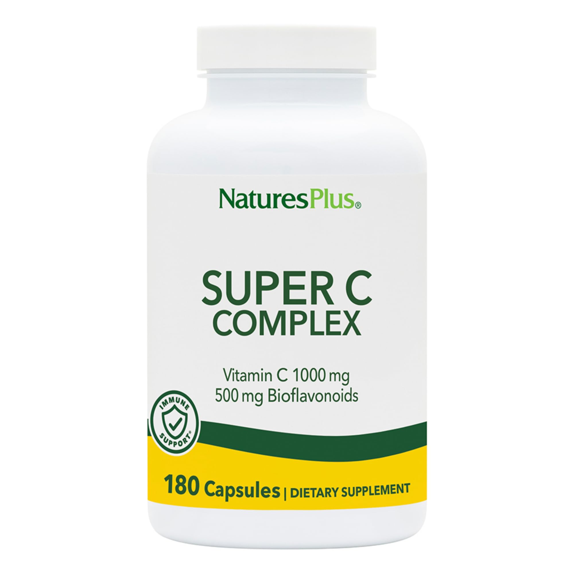 Nature's Plus Super C Complex 180 Vegetarian Capsules - High Potency Vitamin C Immune Support