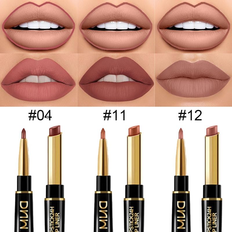 6 PCS Lip Liner & Lipstick Set - 24-Hour Long-Lasting Matte Lip Kit for Women