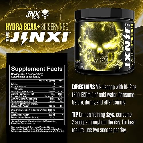 JNX SPORTS The Jinx! Hydra BCAA+ Post-Workout Recovery Drink (Lemon Lime, 30 Servings)
