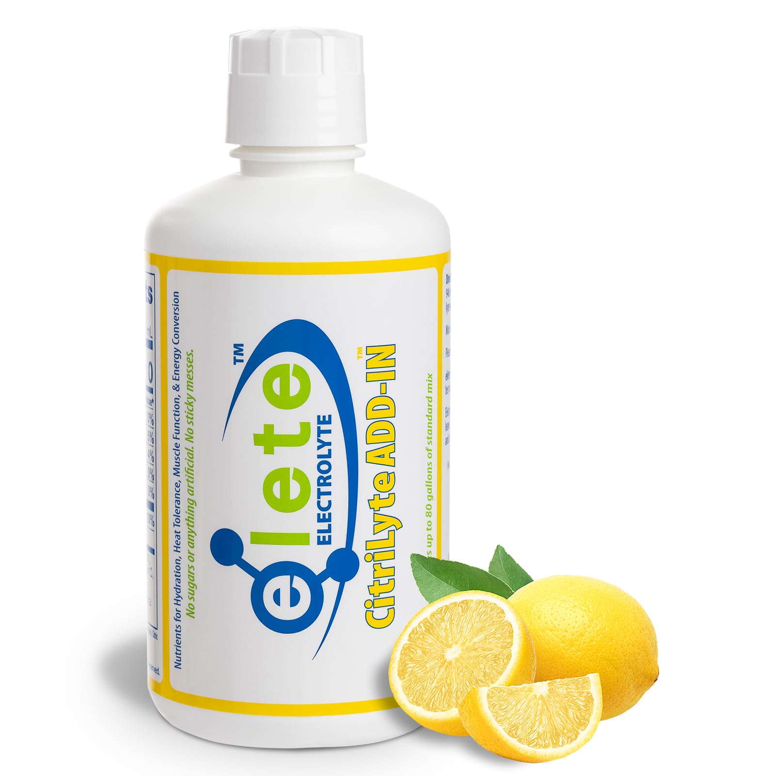 Elete Citrilyte Electrolyte Hydration Drops - Natural Lemon Flavor | Muscle Cramp Relief | 32 oz