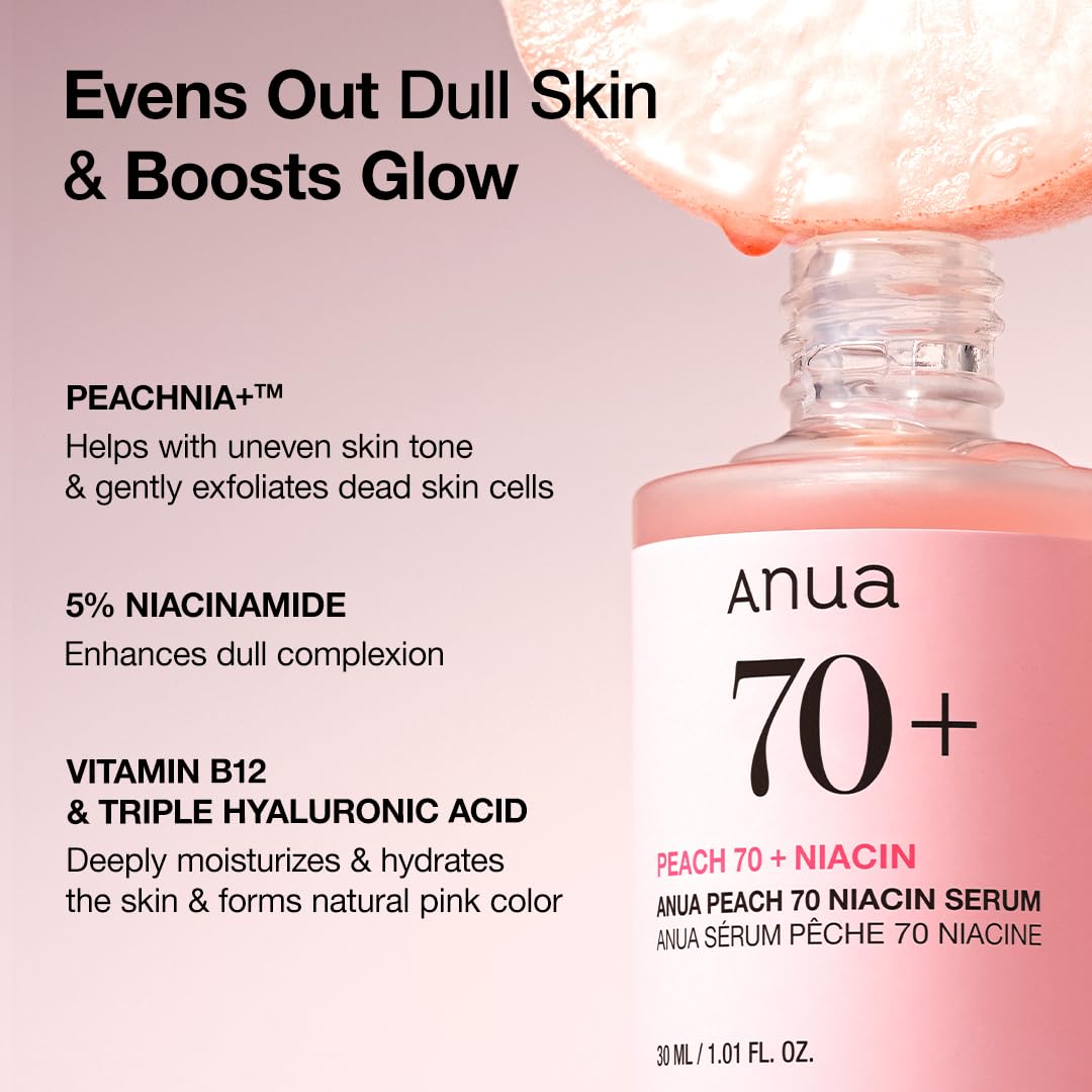 Anua, Peach 70% Niacin Serum, 1.01 fl oz (30 ml)