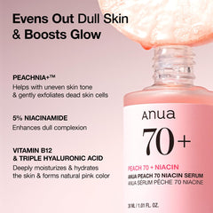 Anua, مصل نياسين 70% بالخوخ، 1.01 أونصة سائلة (30 مل)