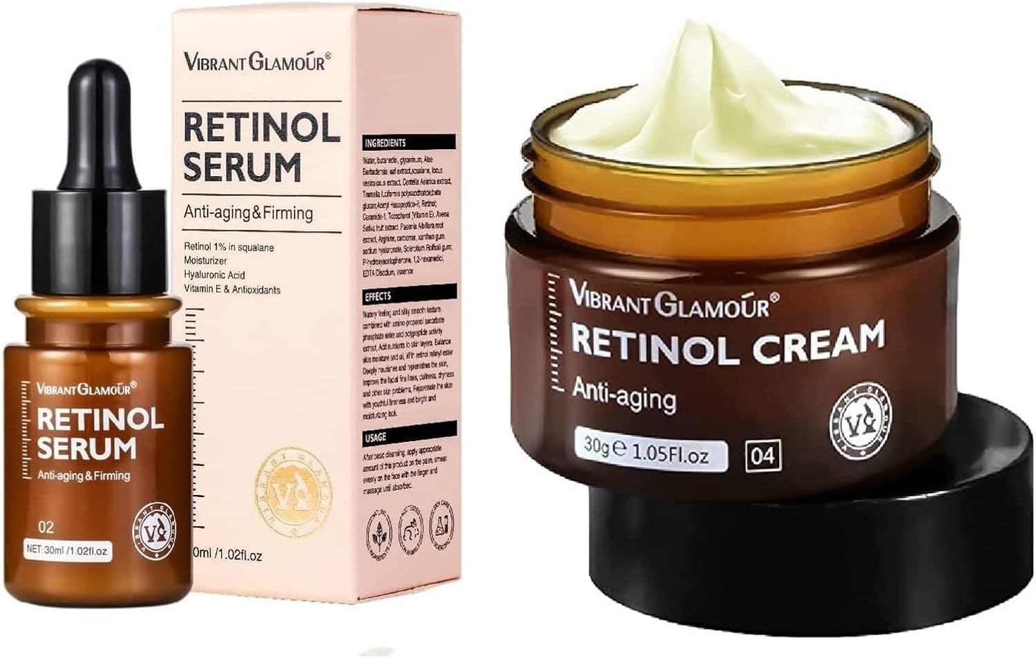 Vibrant Glamour Anti-Aging Retinol Cream & Serum Duo