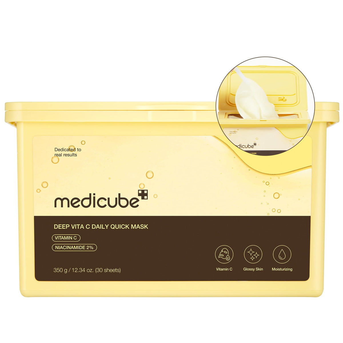 Medicube Deep Vita C Daily Quick 30 Sheet Masks - Vegan Triple Vitamin Complex for Radiance & Hydration | Korean Face Masks