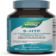 Nature's Way 5-HTP, Calms Nerves and Supports Appetite*, L-5-Hydroxytryptophan, Vitamins B6 & C, Griffonia Bean Extract 50 mg Per Tablet, 60 Count