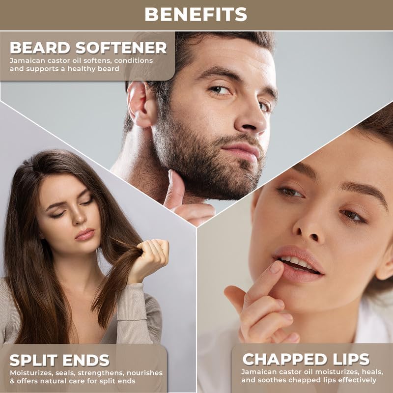 organic forest Black Jamaican Castor Oil 100% Pure Cold Pressed Unrefined - Best for Hair, Skin, Eyebrows & Eyelashes - Natural Vegan Formula